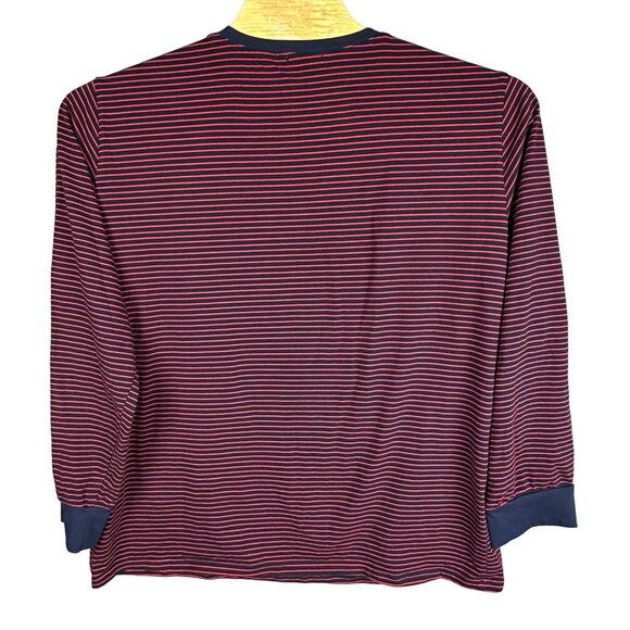 Sykooria Shirt Men's 2XL Red & Navy Striped Pullover Long-Sleeve Front Pocket - Picture 2 of 8